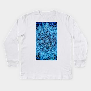 closeup detail onion seed head in blue style Kids Long Sleeve T-Shirt